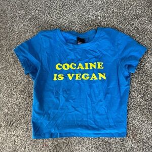 Bold Blue Graphic Crop Top